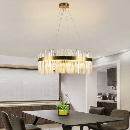 Candelabro suspenso de cristal LED com regulação LED/80W/230V 3000-6500K + controlo remoto