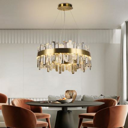 Candelabro suspenso de cristal LED com regulação LED/80W/230V 3000-6500K + controlo remoto