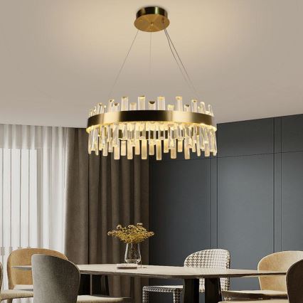 Candelabro suspenso de cristal LED com regulação LED/80W/230V 3000-6500K + controlo remoto