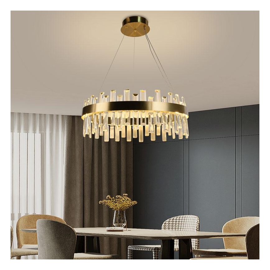 Candelabro suspenso de cristal LED com regulação LED/80W/230V 3000-6500K + controlo remoto