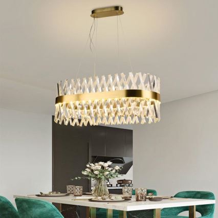 Candelabro suspenso de cristal LED com regulação LED/90W/230V 3000-6500K + controlo remoto