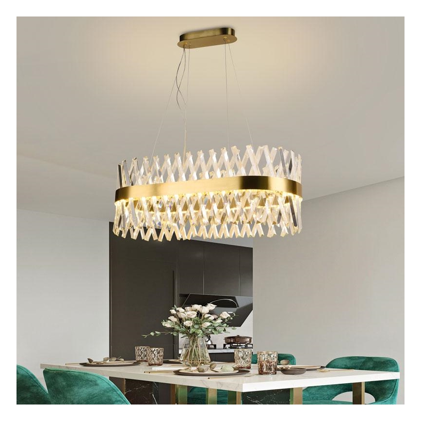 Candelabro suspenso de cristal LED com regulação LED/90W/230V 3000-6500K + controlo remoto