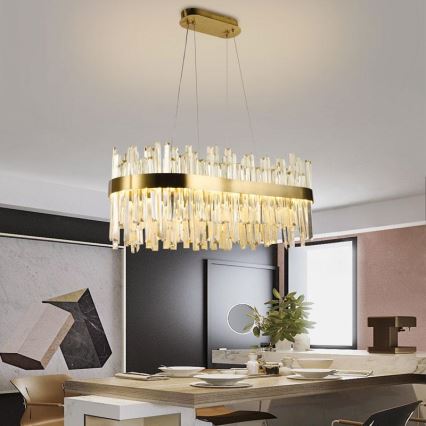 Candelabro suspenso de cristal LED com regulação LED/90W/230V 3000-6500K + controlo remoto
