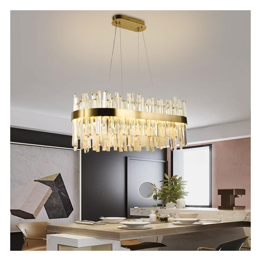 Candelabro suspenso de cristal LED com regulação LED/90W/230V 3000-6500K + controlo remoto