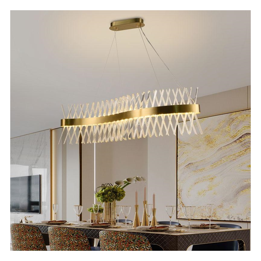 Candelabro suspenso de cristal LED com regulação LED/95W/230V 3000-6500K + controlo remoto