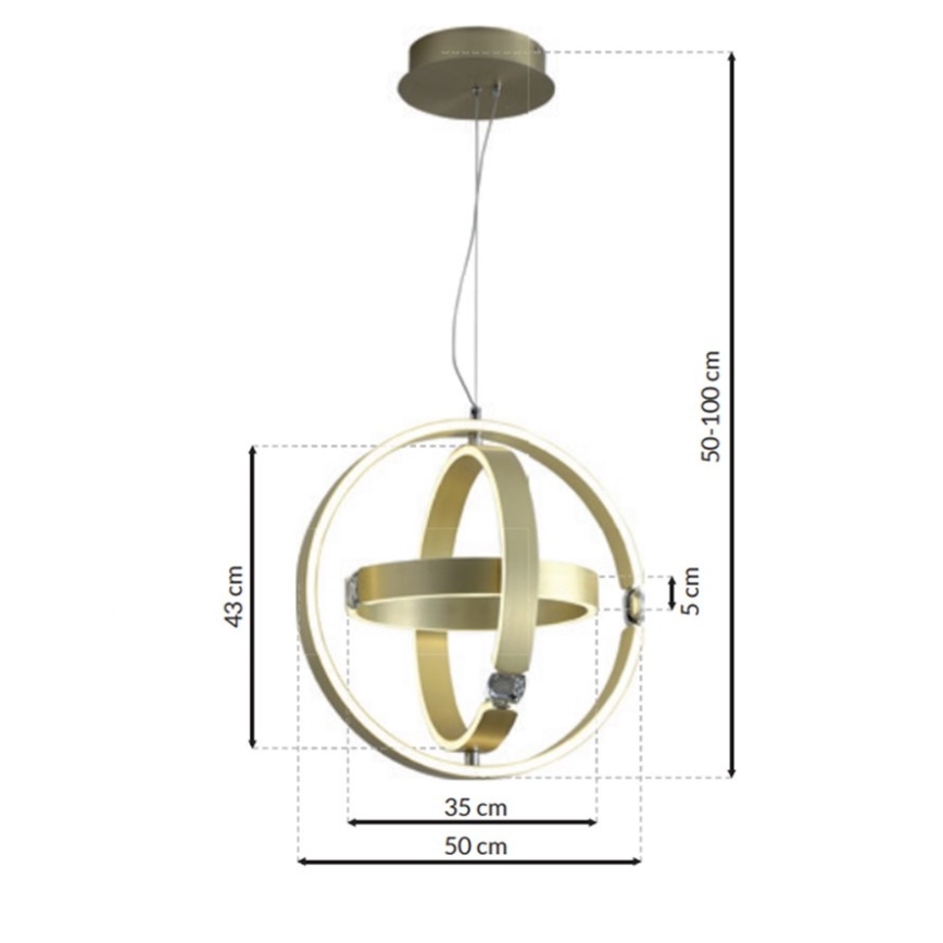 Candelabro suspenso de cristal LED SIRIUS LED/80W/230V
