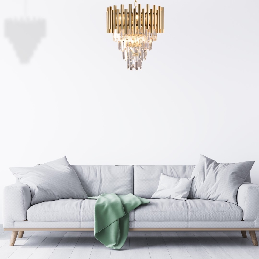Candelabro suspenso de cristal MADISON 9xE14/40W/230V dourado