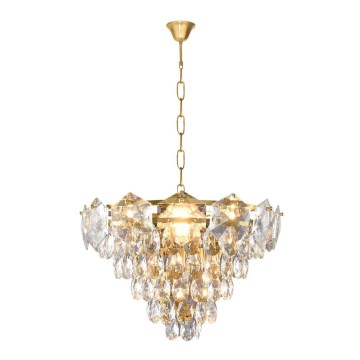 Candelabro Suspenso de Cristal SELENA 6xE14/40W/230V Dourado