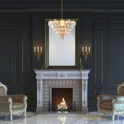 Candelabro Suspenso de Cristal SELENA 6xE14/40W/230V Dourado
