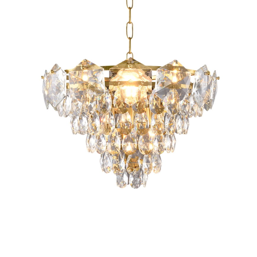 Candelabro Suspenso de Cristal SELENA 6xE14/40W/230V Dourado