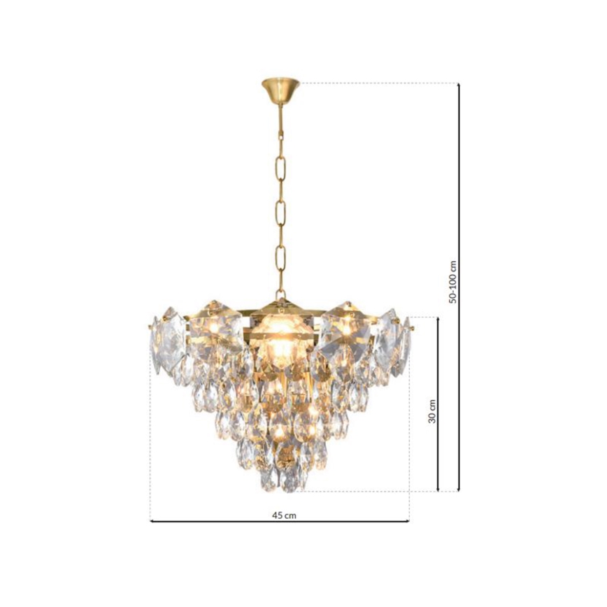 Candelabro Suspenso de Cristal SELENA 6xE14/40W/230V Dourado