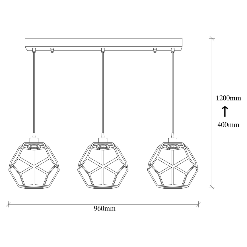 Candelabro suspenso DEGIRMEN 3xE27/100W/230V