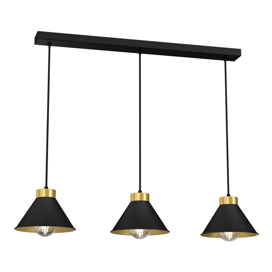 Candelabro suspenso DEMET 3xE27/60W/230V preto/dourado