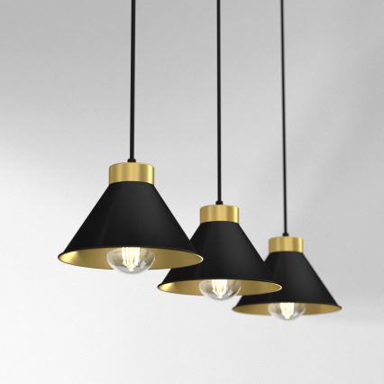 Candelabro suspenso DEMET 3xE27/60W/230V preto/dourado