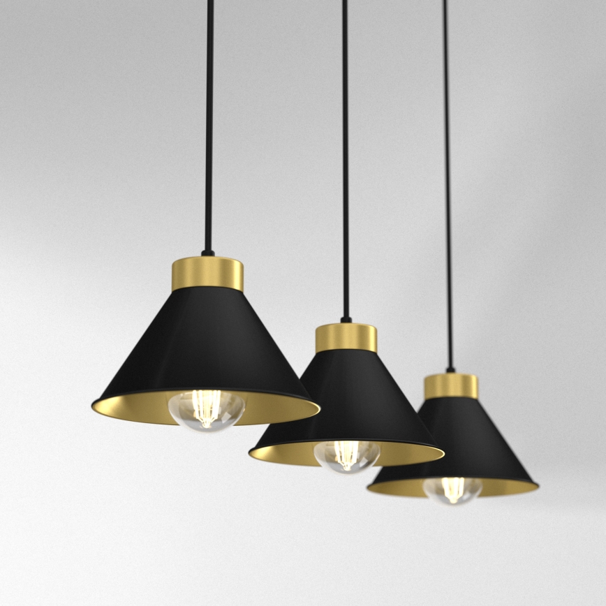 Candelabro suspenso DEMET 3xE27/60W/230V preto/dourado