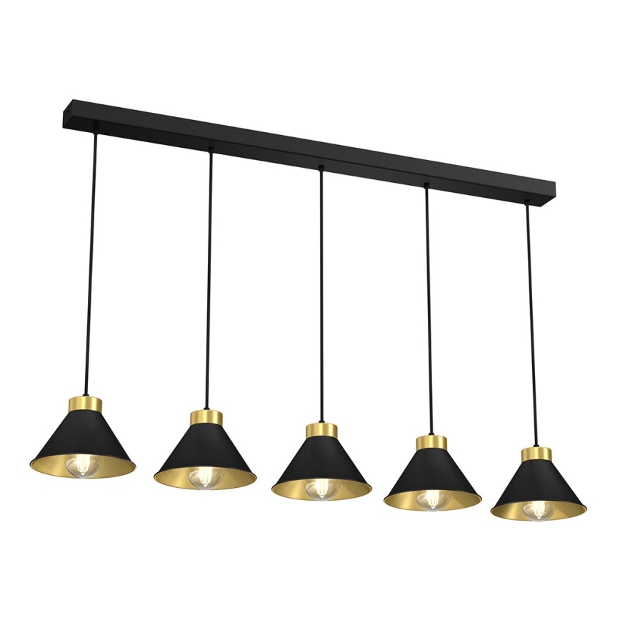 Candelabro suspenso DEMET 5xE27/60W/230V preto/dourado