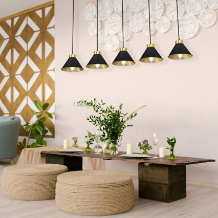 Candelabro suspenso DEMET 5xE27/60W/230V preto/dourado