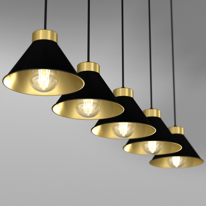 Candelabro suspenso DEMET 5xE27/60W/230V preto/dourado