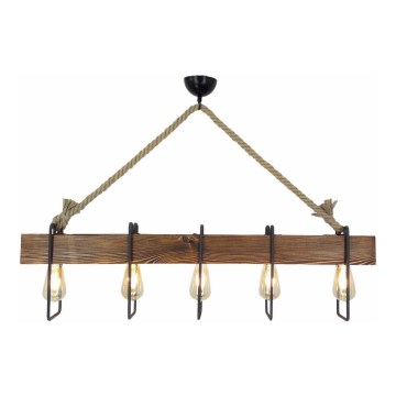 Candelabro suspenso DEMIR 5xE27/40W/230V pinho