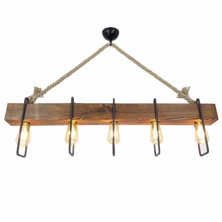 Candelabro suspenso DEMIR 5xE27/40W/230V pinho