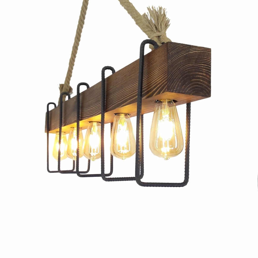 Candelabro suspenso DEMIR 5xE27/40W/230V pinho