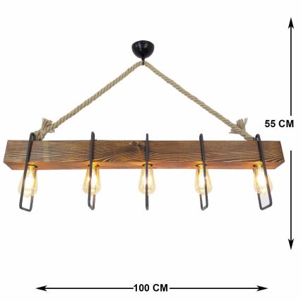 Candelabro suspenso DEMIR 5xE27/40W/230V pinho