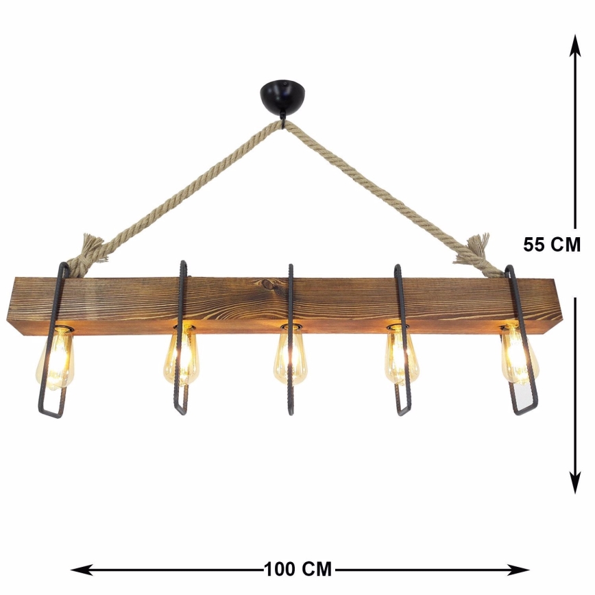 Candelabro suspenso DEMIR 5xE27/40W/230V pinho