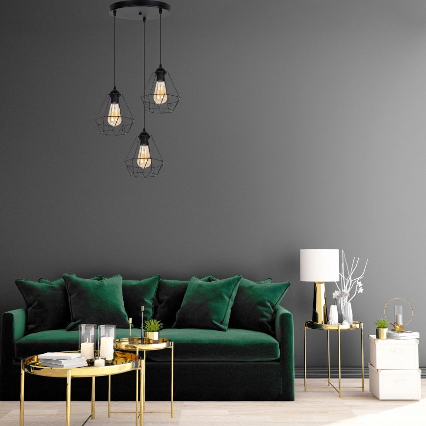 Candelabro suspenso DIAMENT 3xE27/60W/230V