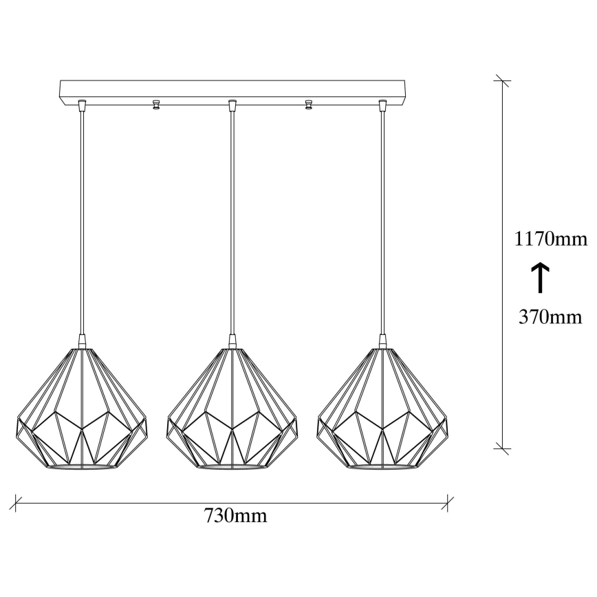 Candelabro suspenso DIAMOND 3xE27/100W/230V
