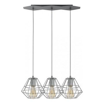 Candelabro suspenso DIAMOND 3xE27/60W/230V cinzento