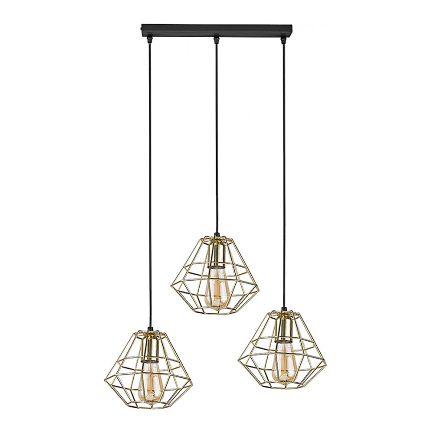 Candelabro suspenso DIAMOND 3xE27/60W/230V dourada