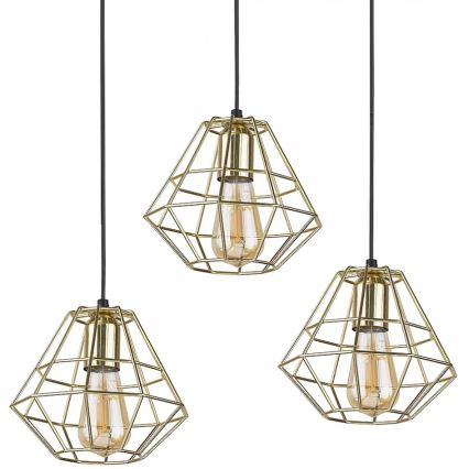 Candelabro suspenso DIAMOND 3xE27/60W/230V dourada