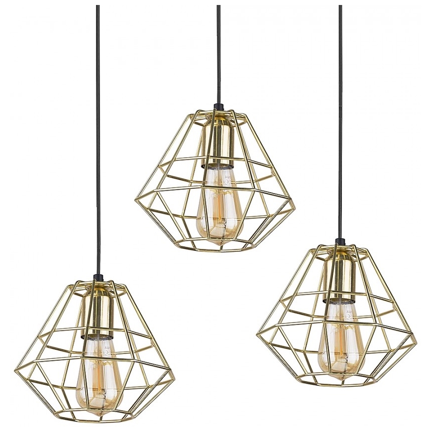 Candelabro suspenso DIAMOND 3xE27/60W/230V dourada