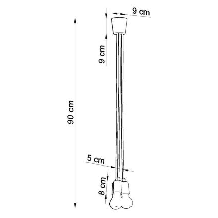 Candelabro suspenso DIEGO 3xE27/60W/230V amarelo