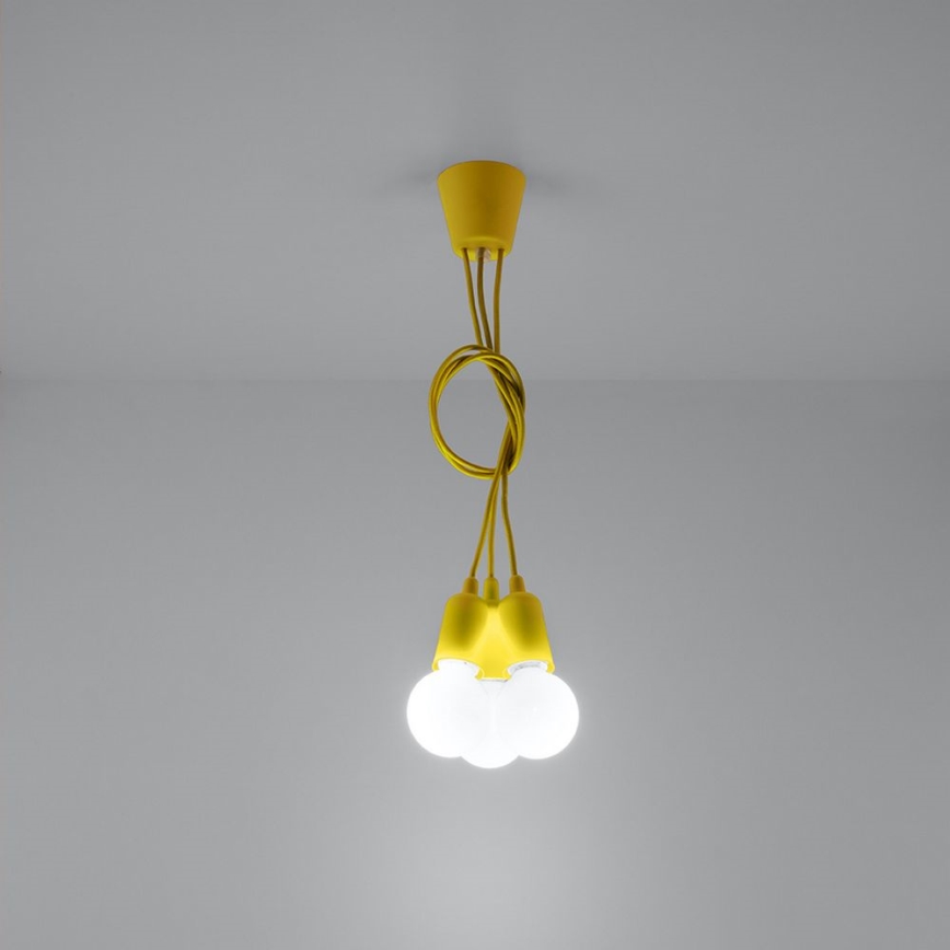 Candelabro suspenso DIEGO 3xE27/60W/230V amarelo