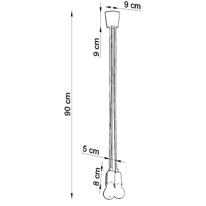 Candelabro suspenso DIEGO 3xE27/60W/230V cinzento