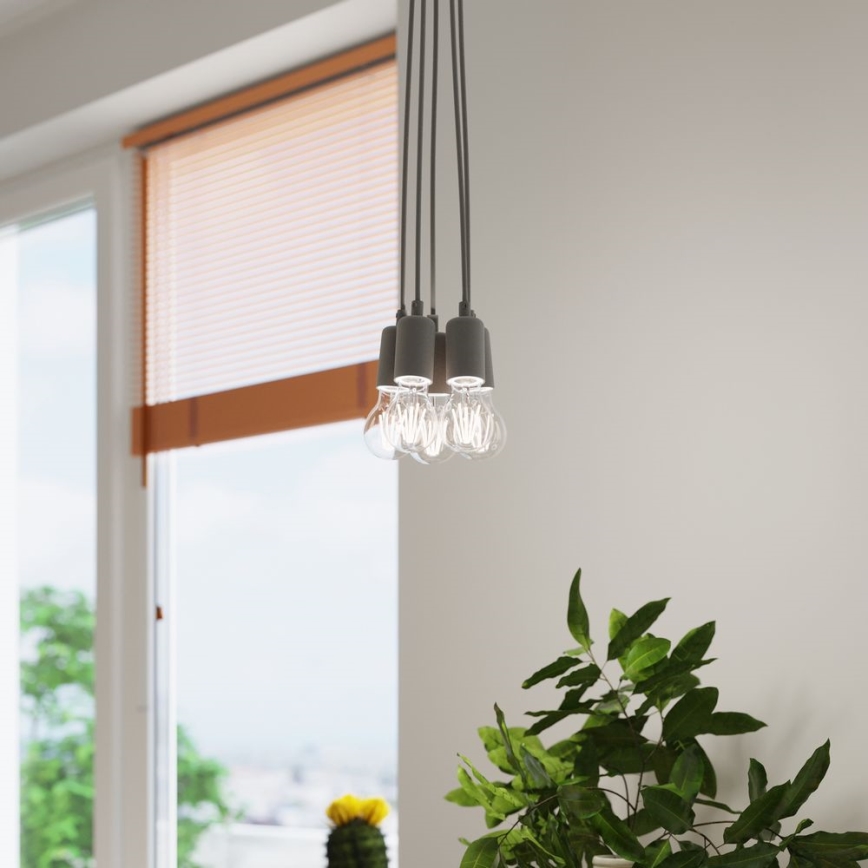 Candelabro suspenso DIEGO 3xE27/60W/230V cinzento