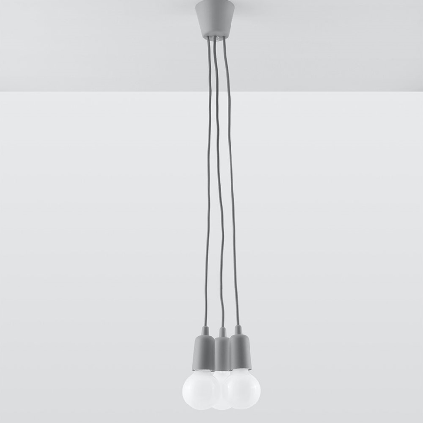Candelabro suspenso DIEGO 3xE27/60W/230V cinzento