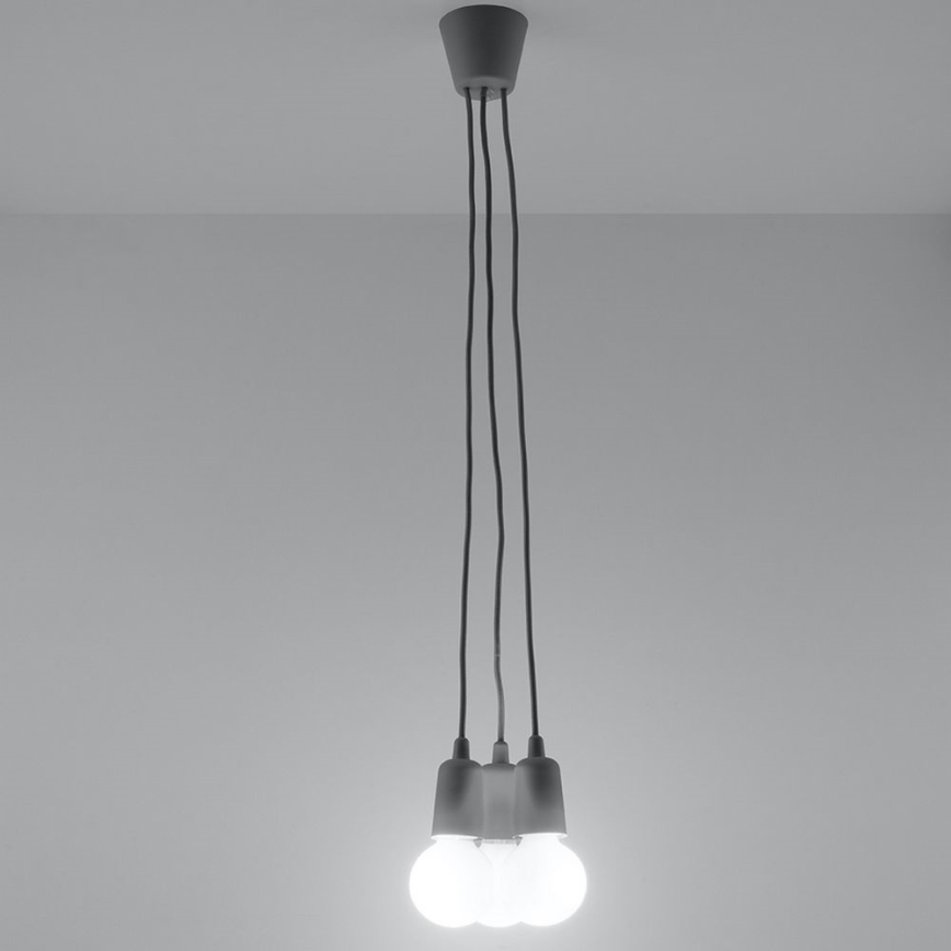 Candelabro suspenso DIEGO 3xE27/60W/230V cinzento