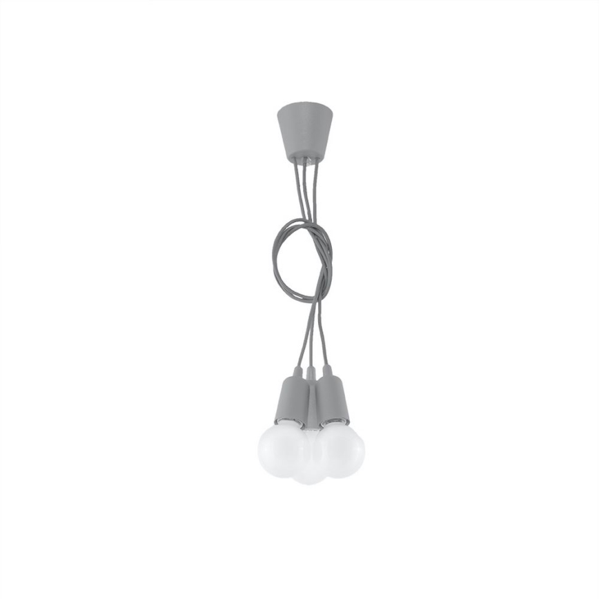 Candelabro suspenso DIEGO 3xE27/60W/230V cinzento