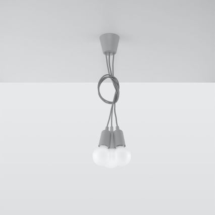 Candelabro suspenso DIEGO 3xE27/60W/230V cinzento