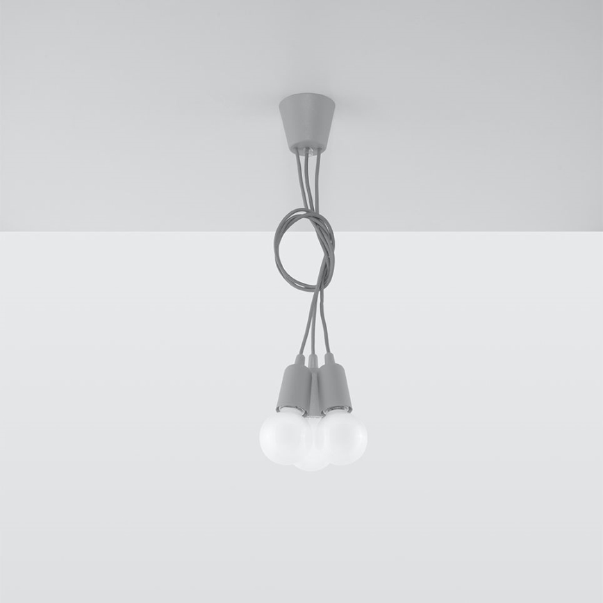 Candelabro suspenso DIEGO 3xE27/60W/230V cinzento