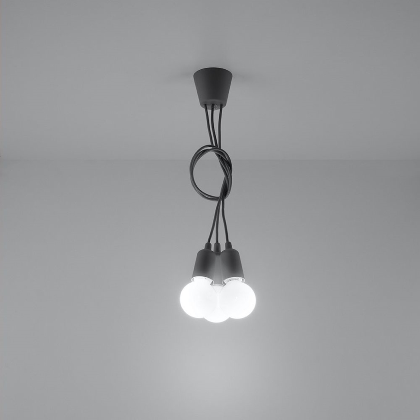 Candelabro suspenso DIEGO 3xE27/60W/230V cinzento
