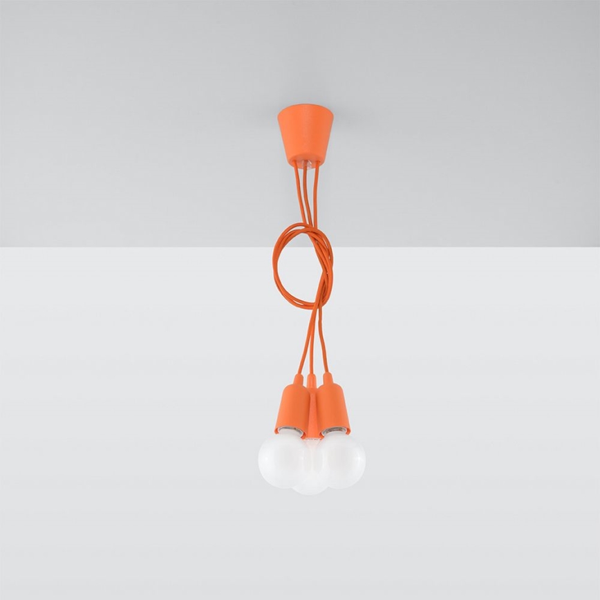 Candelabro suspenso DIEGO 3xE27/60W/230V laranja