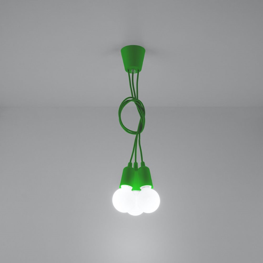 Candelabro suspenso DIEGO 3xE27/60W/230V verde