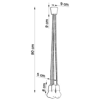 Candelabro suspenso DIEGO 5xE27/60W/230V amarelo