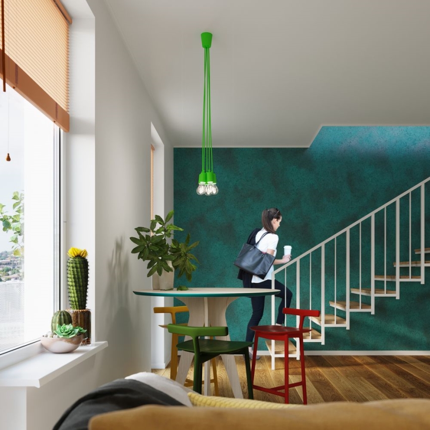 Candelabro suspenso DIEGO 5xE27/60W/230V verde