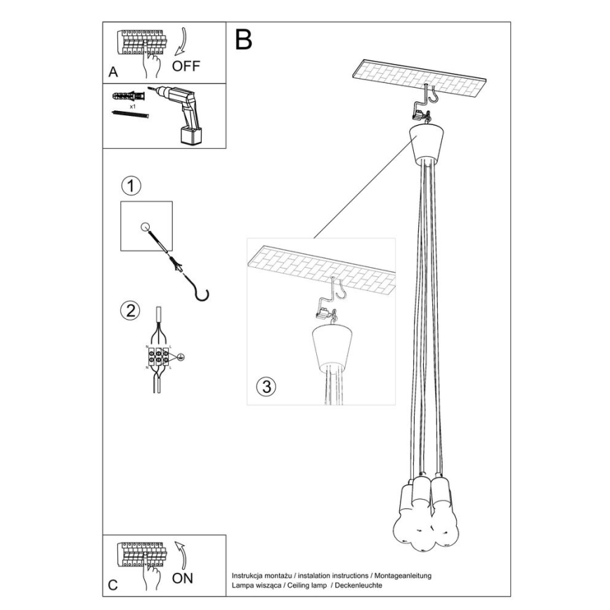 Candelabro suspenso DIEGO 5xE27/60W/230V verde