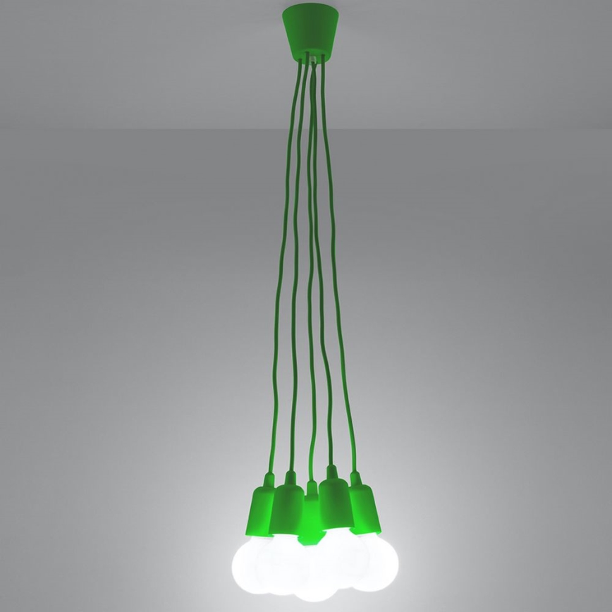 Candelabro suspenso DIEGO 5xE27/60W/230V verde