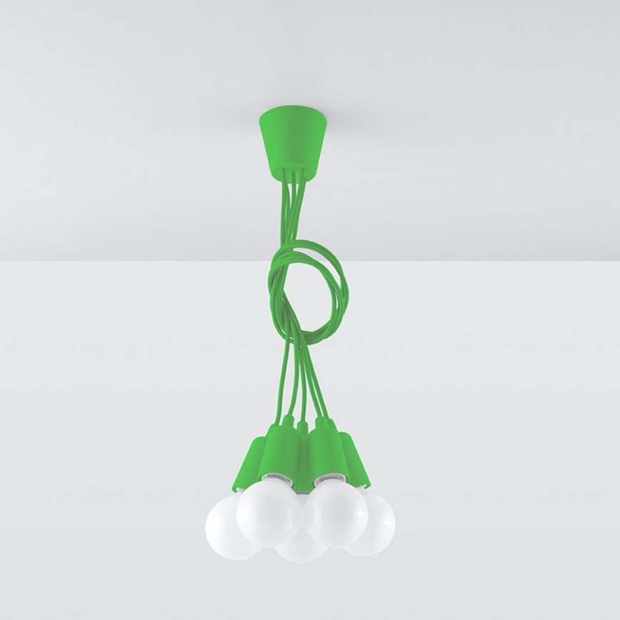 Candelabro suspenso DIEGO 5xE27/60W/230V verde